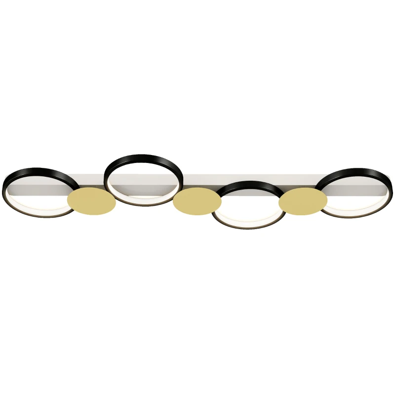 HOMCOM Candeeiro de Teto Regulável com 4 Focos Controlo Remoto Modos de Cena 1500 lm 38 W 3000 K-6500 K 100x31x7 cm Preto e Dourado