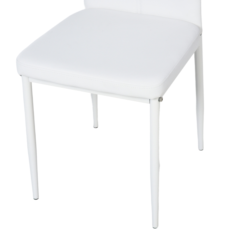 Homcom Set Dining Alb Modern – Masa + 4 Scaune Tapitate pentru 4 Persoane
