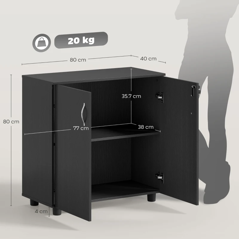 Vinsetto Two-Tier Locking Office Storage Cabinet - Black