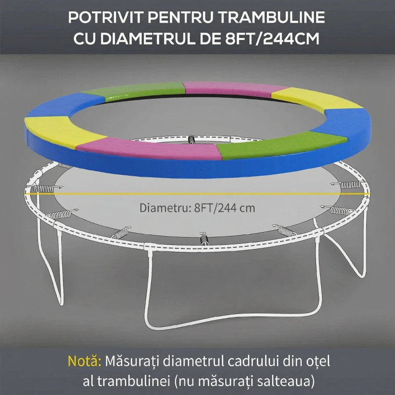 SPORTNOW Husă pentru trambulină Ø244x30 cm pliabilă și portabilă, din plastic, PE și spumă, multicolor