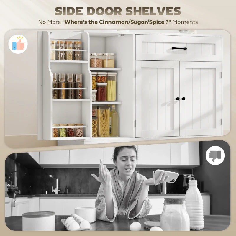 HOMCOM Modern keukendressoir met lade, verstelbare planken en deurvakken, wit