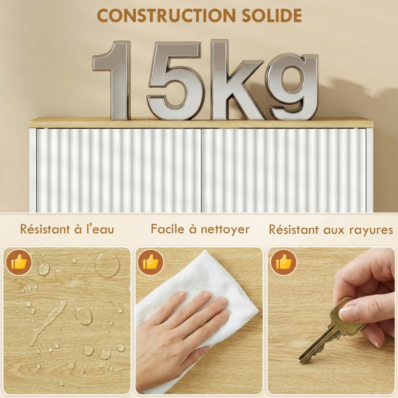 HOMCOM Meuble sous lavabo, meuble de salle de bain avec 2 portes et étagère réglable, 60 x 30 x 61 cm, blanc