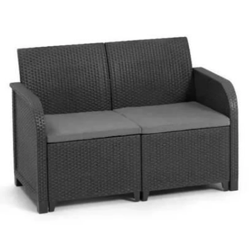 Salon de jardin en résine – Allibert by KETER - 4 personnes – SAN REMO – Gris graphite