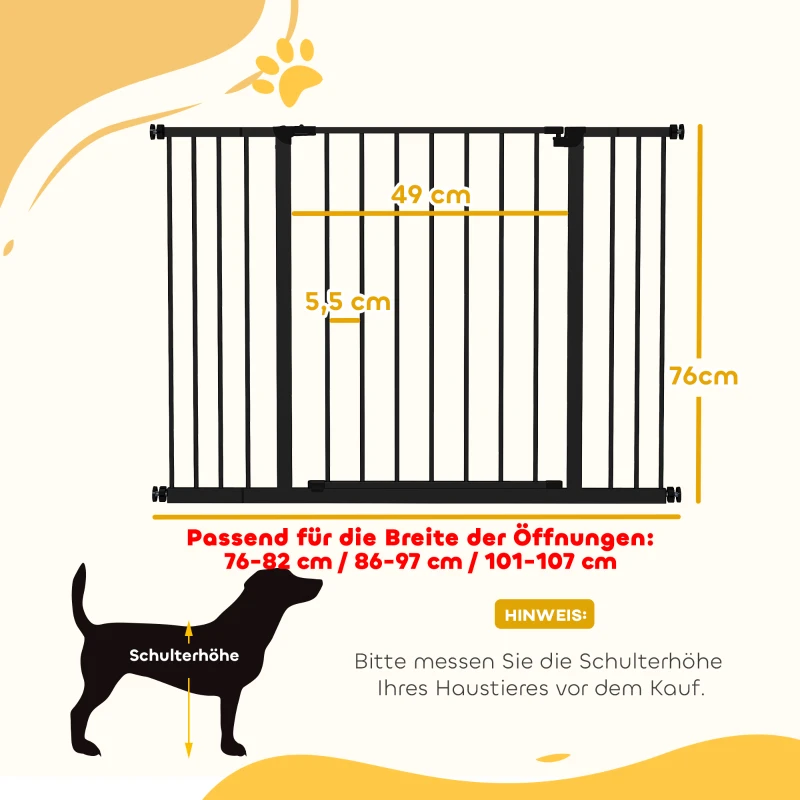 PawHut Regulowane zabezpieczenie dla psów, montaż zaciskowy, stal, 76-107 x 76 cm, czarne