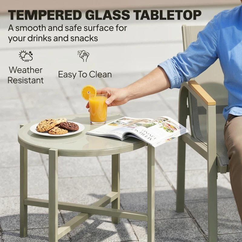 Outsunny Zestaw mebli ogrodowych metalowy, odporny na warunki atmosferyczne, sofa 2-osobowa, 2 fotele, stolik, zielony