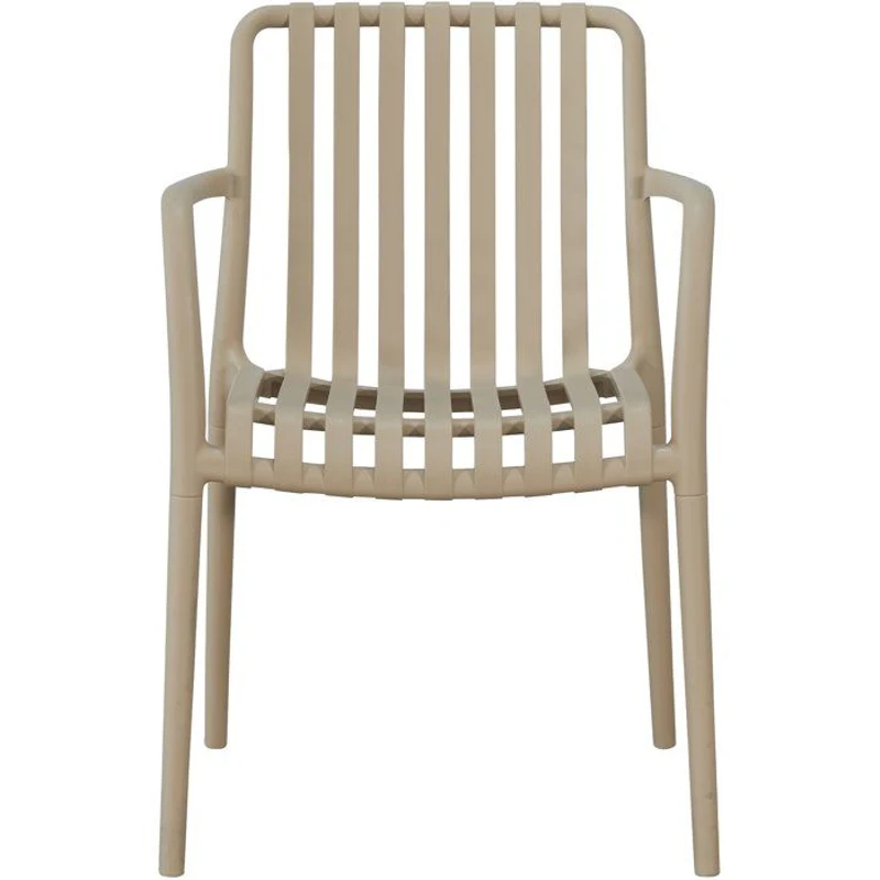 Lot de 4 fauteuils de jardin - SOLARIA - Empilables - Polypropylene renforcé - 55 x 58 x 81 cm - Beige