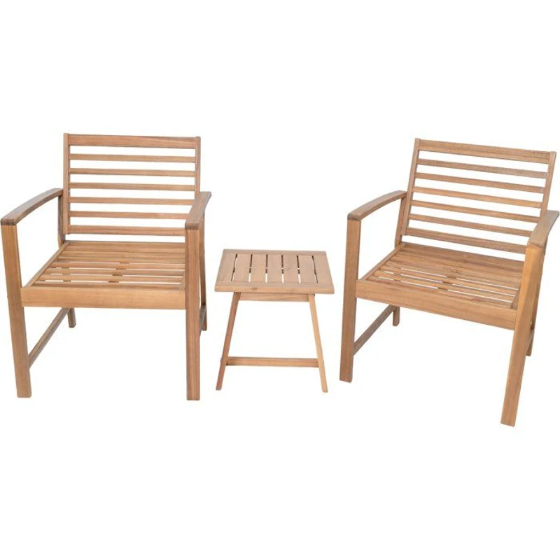 Salon de jardin en bois d'Acacia FSC avec coussins - 2 personnes - Cali - Gris