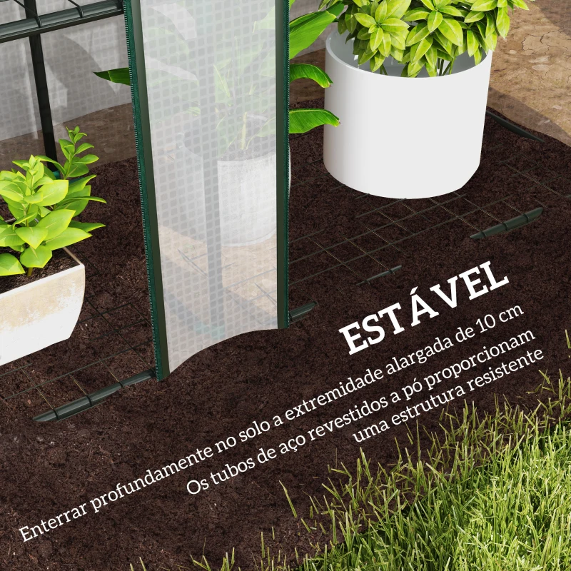 Outsunny Estufa Pequena com Prateleiras de 3 Níveis Portas com Fecho de Correr Estufa para Cultivar 215x46x151 cm Branco