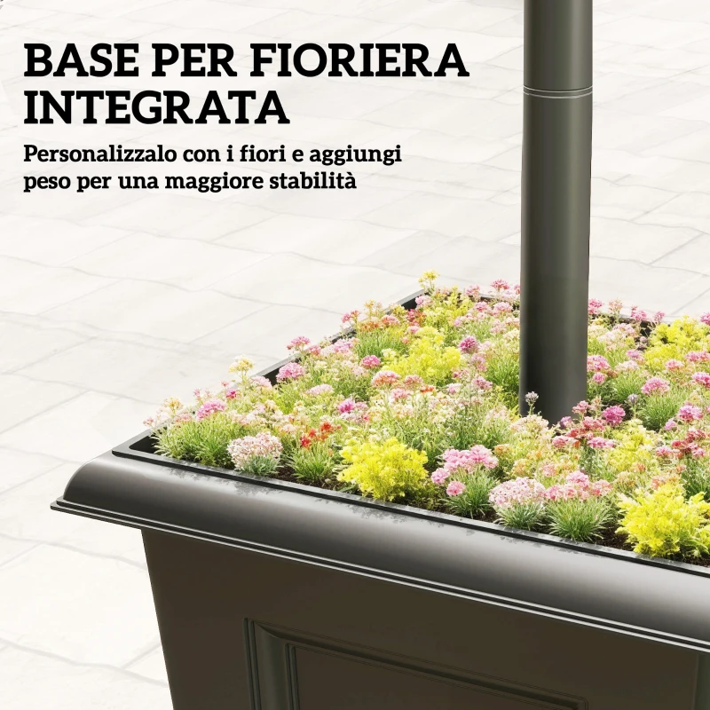 Outsunny Lampione da Giardino Solare 1.85 m in Acciaio Inox con Altezza Regolabile, IP44 Impermeabile