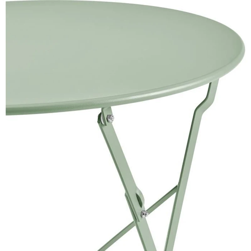 Set bistrot 2 personnes - Table ronde pliante 60 cm + 2 chaises - Acier thermolaqué - Vert