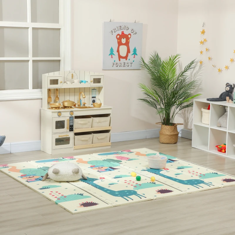 AIYAPLAY Tapis de jeu pour enfant bebe, tapis d'éveil bébé pliable épais réversible en mousse, 196 x 176 x 1,5 cm, multicolore