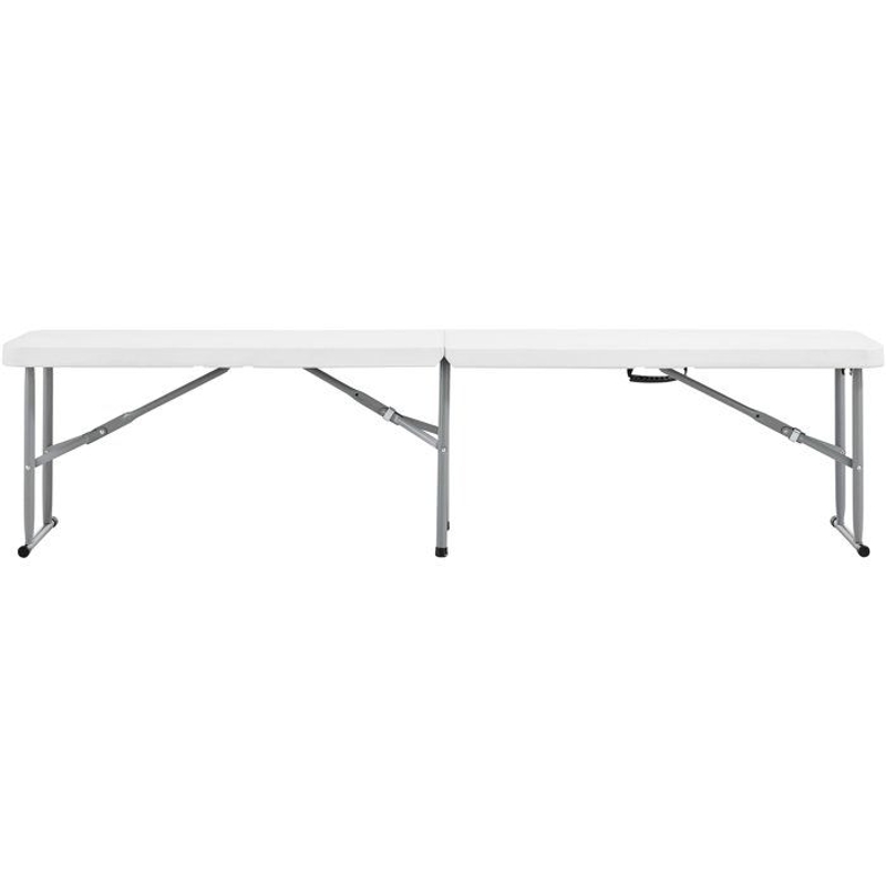 Banc de réception pliable - TERRANOVA - Blanc - Structure en acier et assise en Polyéthylene PEHD - 4 personnes - 180x28xH43 cm