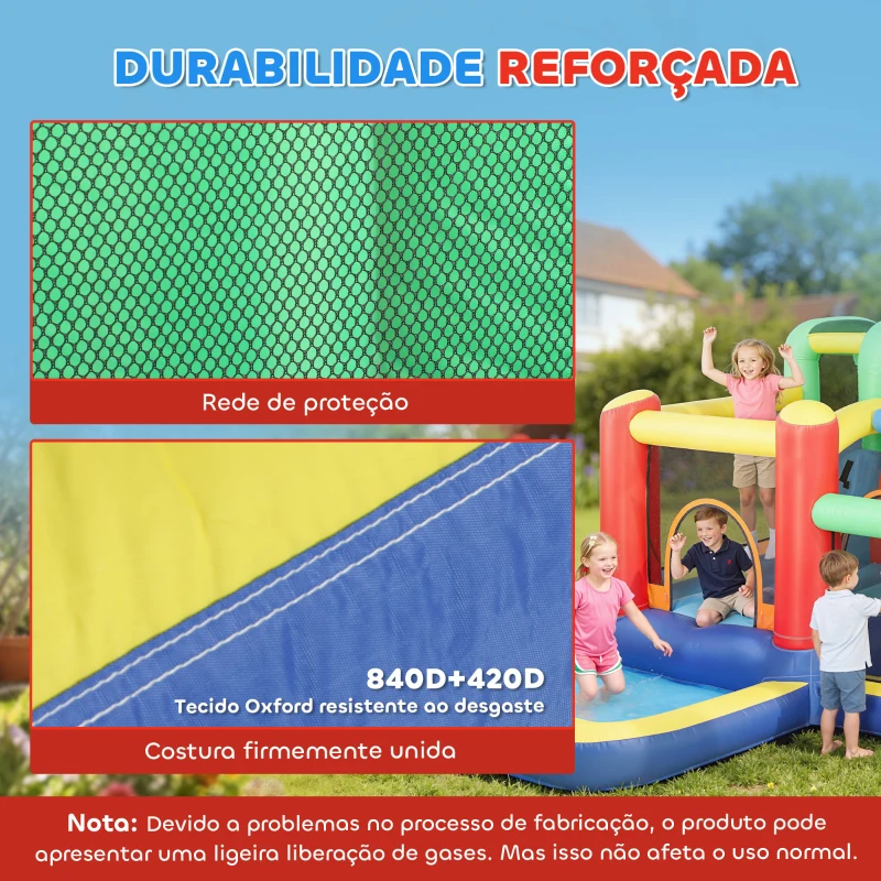AIYAPLAY Castelo Insuflável Aquático com Ventoinha 550 W 9 em 1 com Escorrega Trampolim Escalada 2 Piscinas 330x290x185 cm Multicor