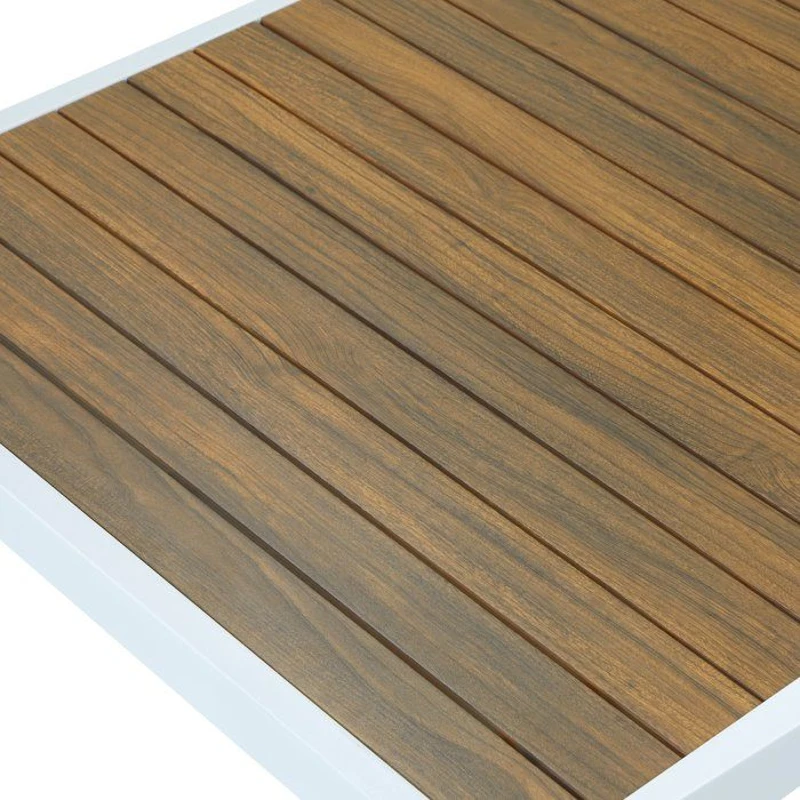 Salon de jardin canapé d'angle - Aluminium - 4 personnes - OLANA - Blanc et beige