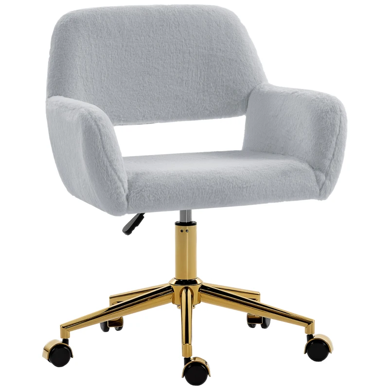 HOMCOM Faux Fur Rabbit Chair - Grey