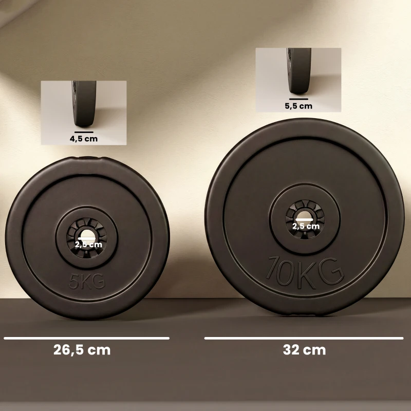 HOMCOM Set de 4 Discos de Pesas, Set de Discos para Entrenamiento, Negro