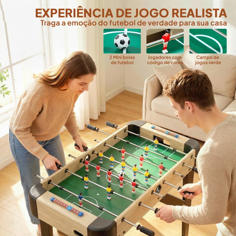 SPORTNOW Mesa de Matraquilhos de 92 cm com 22 Jogadores 2 Bolas Marcadores Manuais Pegas Antiderrapantes Madeira