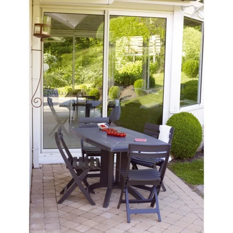 Chaise pliante Miami - GRILL ME - Anthracite - Résistante aux intempéries et facile a ranger