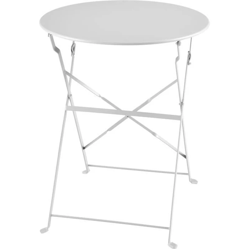 Set bistrot 2 personnes - Table ronde pliante 60 cm + 2 chaises - Acier thermolaqué - Gris