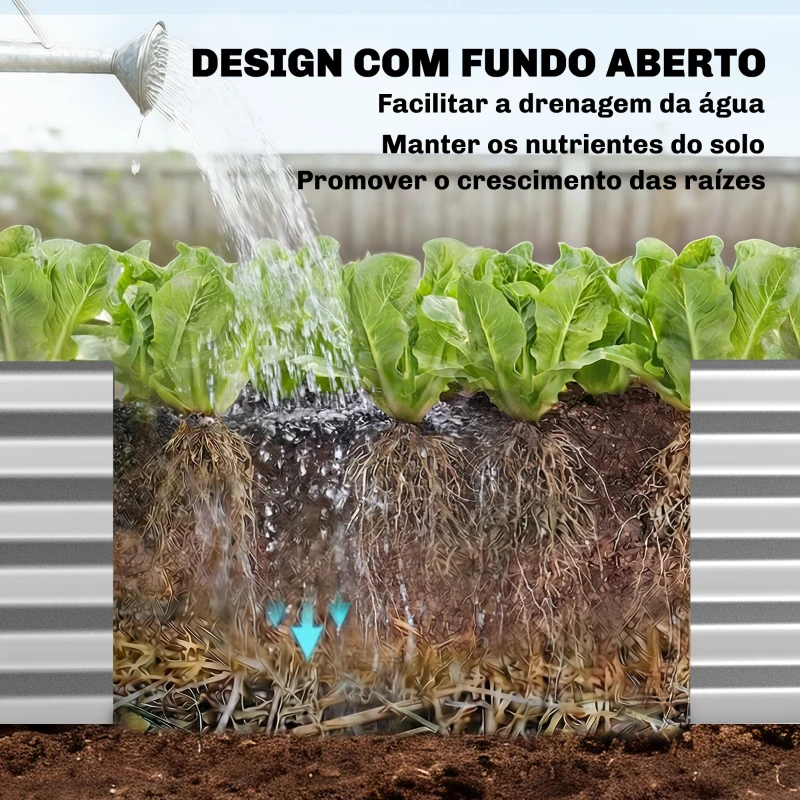 Outsunny Caixa de Plantio Grande com Cobertura de Estufa e Rede Fundo Aberto para Jardim Terraço 200x60x103 cm Prateado