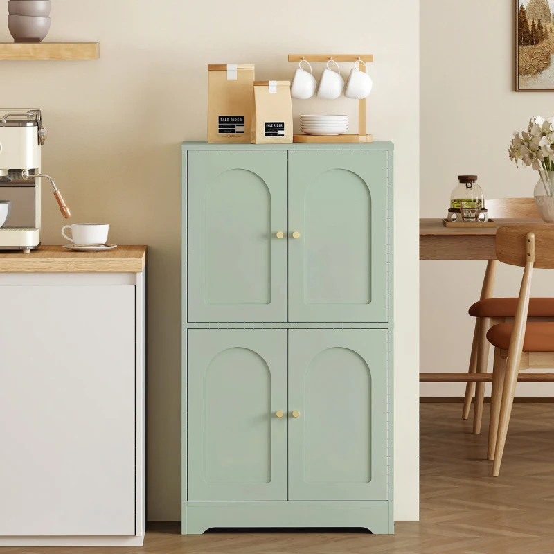 HOMCOM 4-Door Kitchen Storage Cabinet with Adjustable Shelves - Green