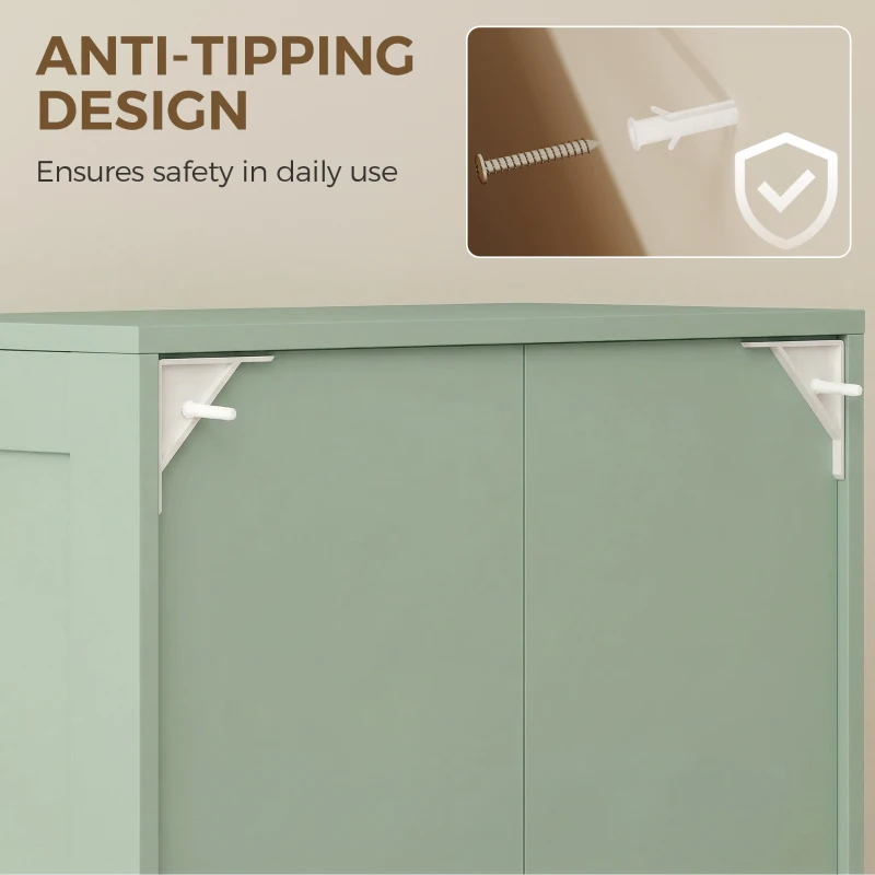 HOMCOM 4-Door Kitchen Storage Cabinet with Adjustable Shelves - Green