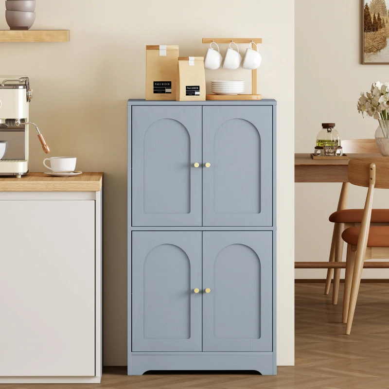 HOMCOM 4-Door Kitchen Storage Cabinet with Adjustable Shelves - Grey