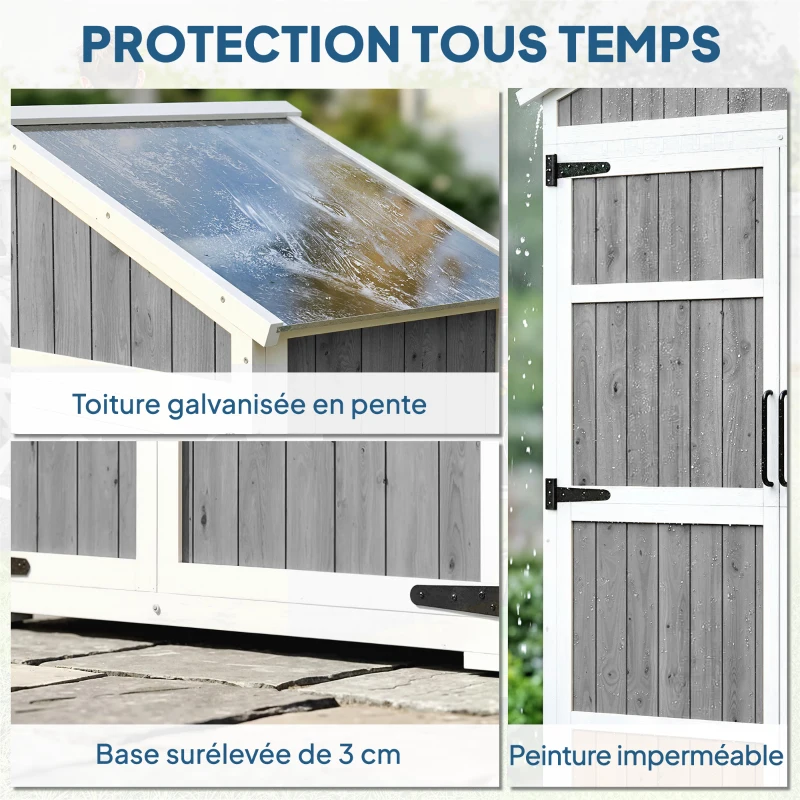 Outsunny Armoire de Jardin Abri de Jardin Étanche avec Toit en Métal Double Porte pour Outils de Jardinage 105x55x179cm Gris