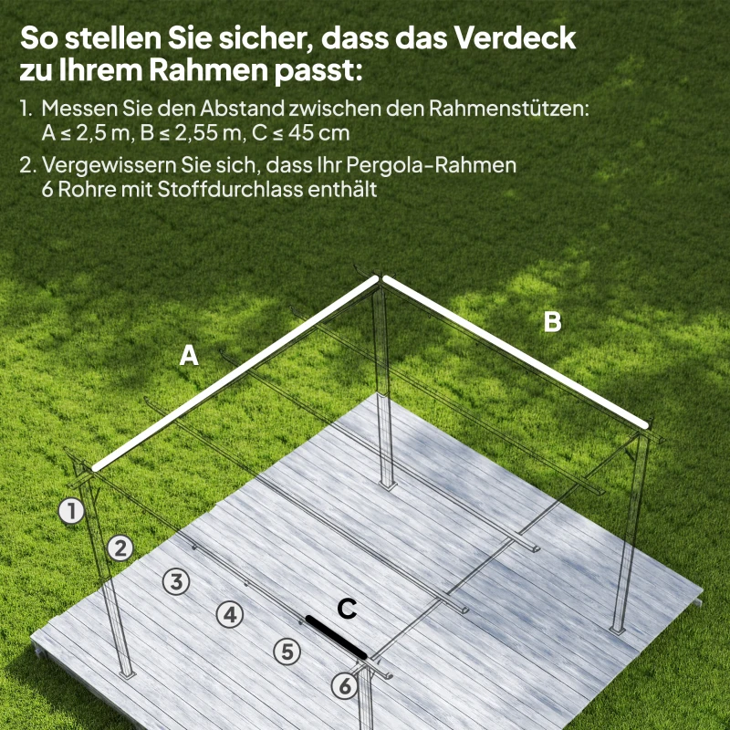 Outsunny Ersatzdach für 3 x 3 m Pergola, einziehbar, mit Regenabflusslöchern, wetterfest, Polyester, 250 x 255 cm Cremeweiß