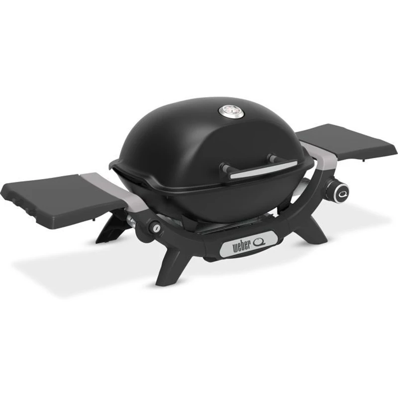 Barbecue a gaz - Weber - Q1200N - 2,94kW - 1 brûleur en acier inoxydable - Deux tablettes d'appoint - Fonte émaillée- Noir