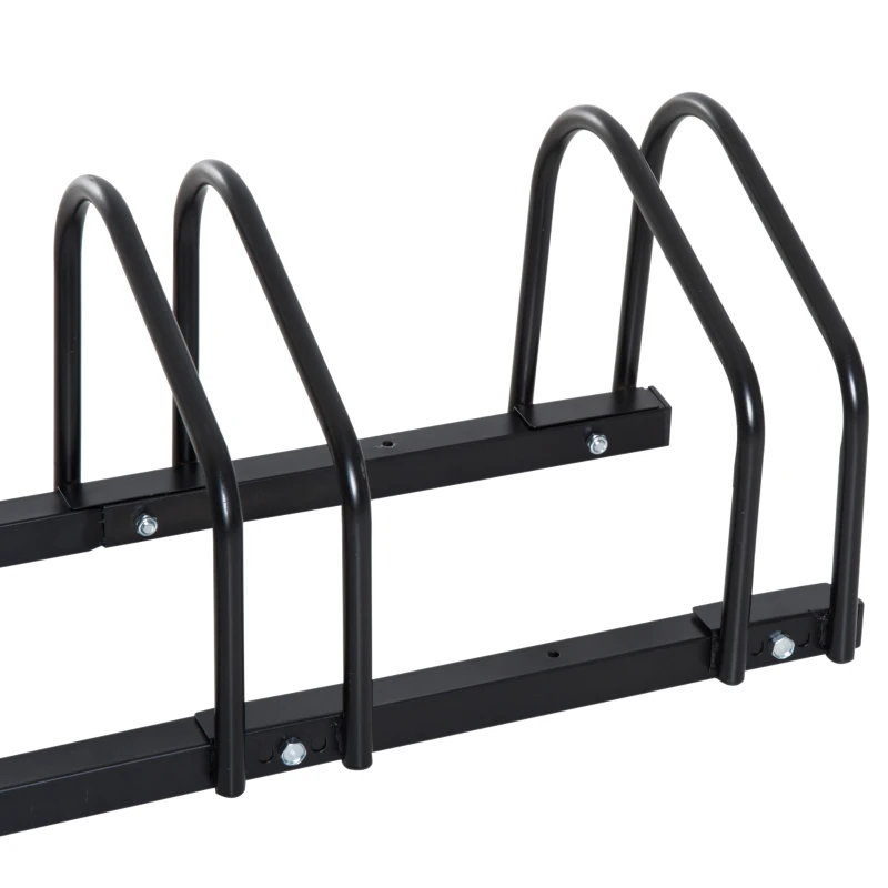 HOMCOM Bike Stand Parking Rack Floor or Wall Mount Bicycle Cycle Storage Locking Stand 135L x 33W x 27H (5 Racks, Black)