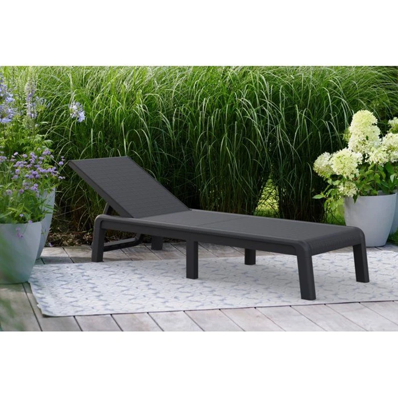 Bain de soleil - Allibert by KETER - ATLAS - Résine imitation canage - Dossier réglable - Gris graphite