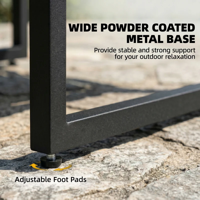 Outsunny Loungeset L-vorm Metalen Zitgroep voor 4 Personen Tuinmeubelen met Tweezitsbank Kussens 2 Stapelbare Bijzettafels Teak