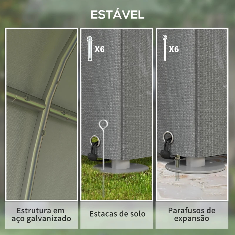 Outsunny Abrigo para Ferramentas Bicicletas e Motos 1,2x1,8x1,65 m Garagem Portátil com 2 Habitações Cinza Claro