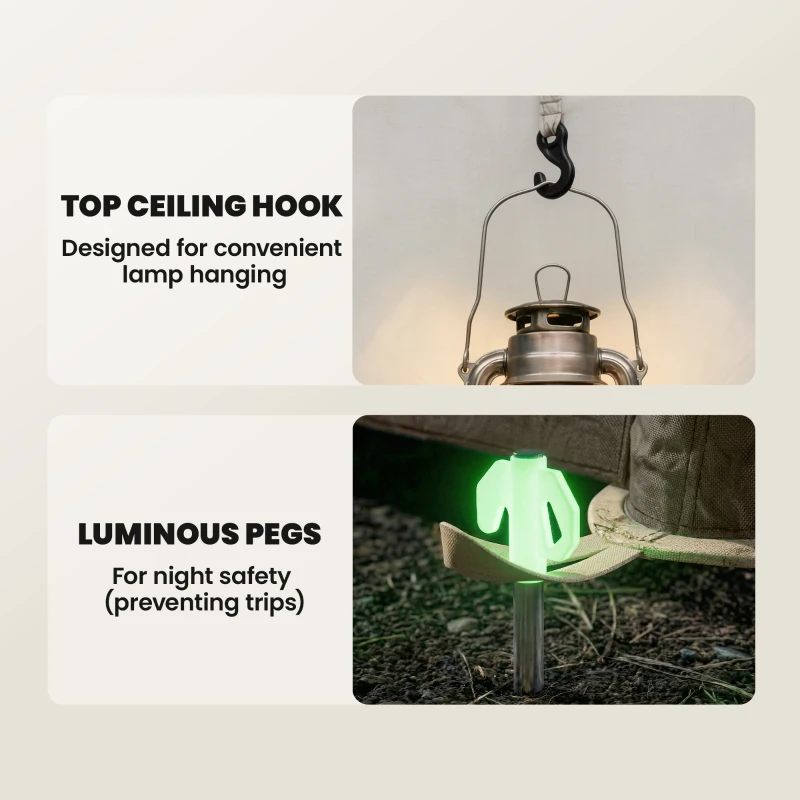 Outsunny Inflatable Camping Tent with Rainfly, 3 Man Air Tent 3000mm Waterproof Blow Up Tents, Cream