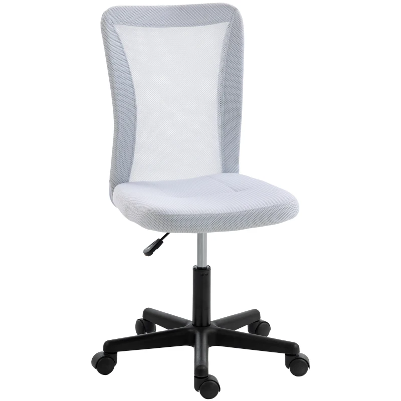 Vinsetto Mesh Office Chair Armless Swivel Executive Computer Desk Chair Adjustable Height Wheels White