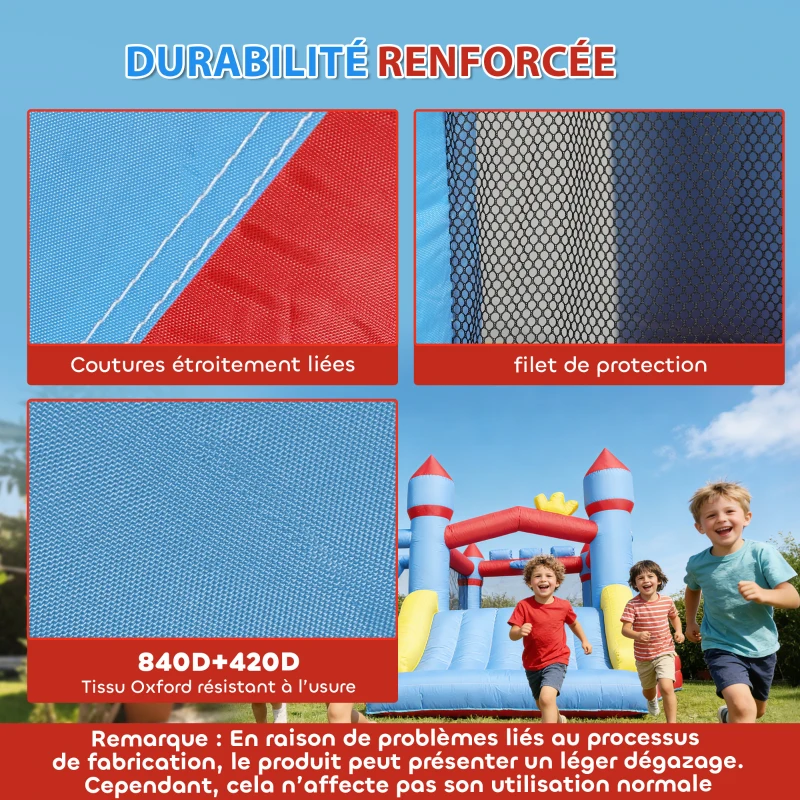 AIYAPLAY Château gonflable 5 en 1 avec souffleur, parc aquatique structure gonflable, toboggans, trampoline, multicolore