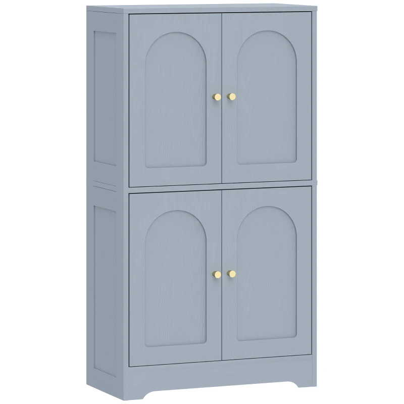 HOMCOM 4-Door Kitchen Storage Cabinet with Adjustable Shelves - Grey