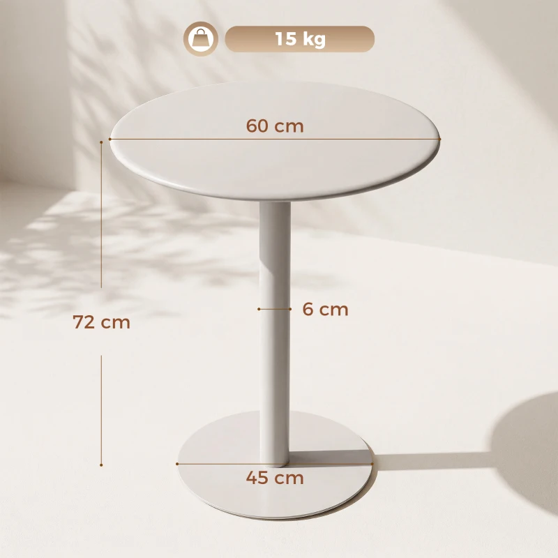 HOMCOM Table de cuisine ronde pour 2 personnes avec structure en acier, gain de place, 60 x 60 x 72 cm, Beige