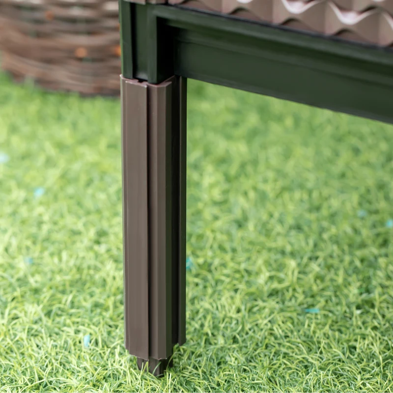 Outsunny Conjunto de 2 Floreiras de Exterior Quadradas Elevadas Combinação Livre Floreiras para Jardim  50x50x46,5 cm Marrom