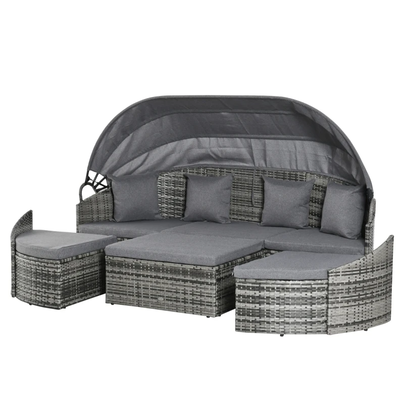 Outsunny rotan zonne-eiland 4-delig 230 cm x 145 cm x 80 cm