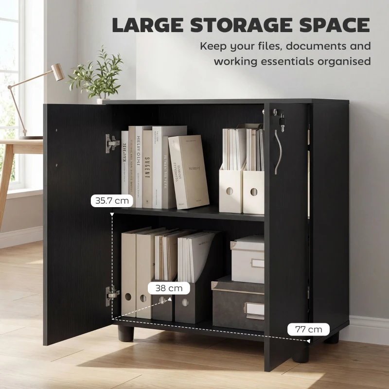 Vinsetto Two-Tier Locking Office Storage Cabinet - Black