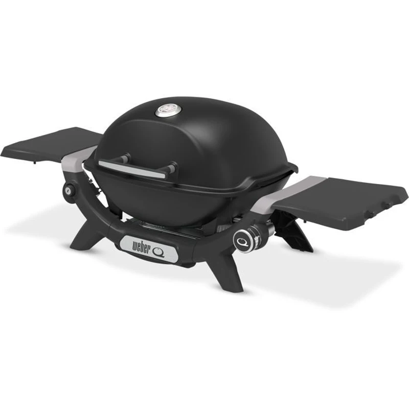 Barbecue a gaz - Weber - Q1200N - 2,94kW - 1 brûleur en acier inoxydable - Deux tablettes d'appoint - Fonte émaillée- Noir