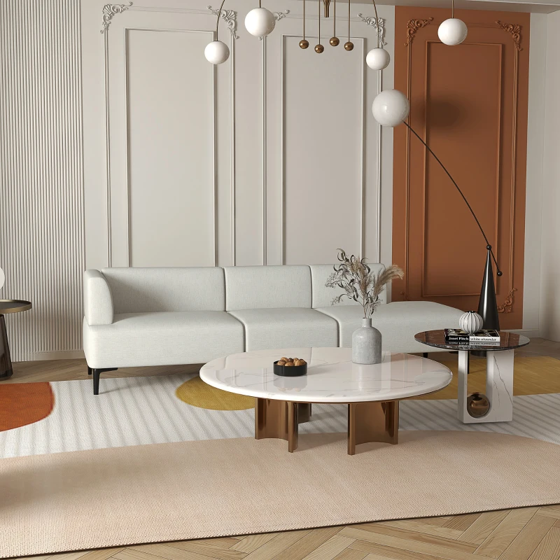 HOMCOM Canapé 3 pièces modulable design moderne et minimaliste en tissu avec pieds acier noir 250 x 75 x 70 cm blanc