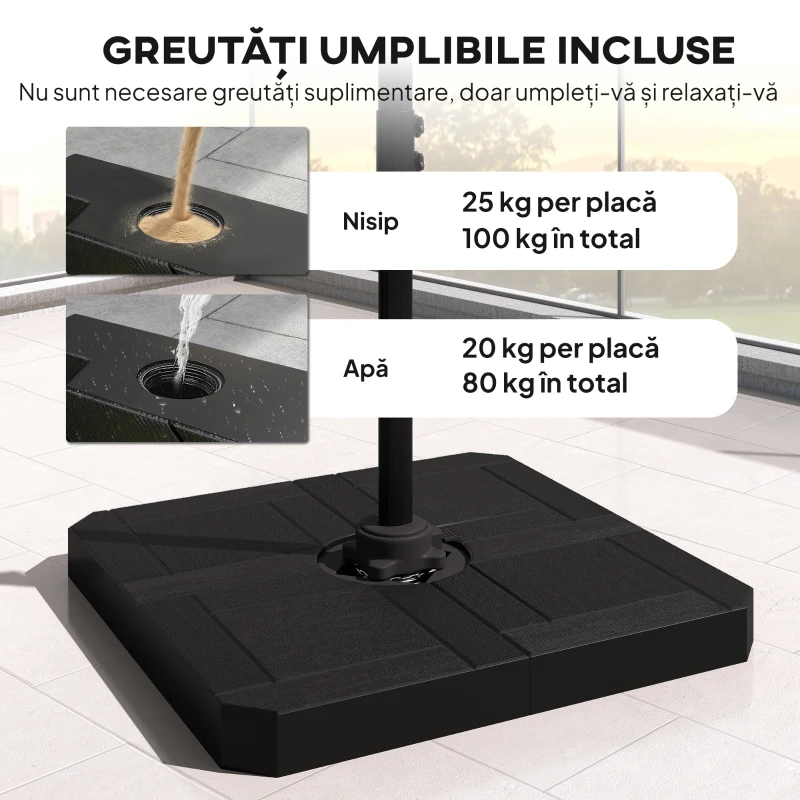 Outsunny Umbrelă de grădină suspendată, 2,4x2,4m, gri