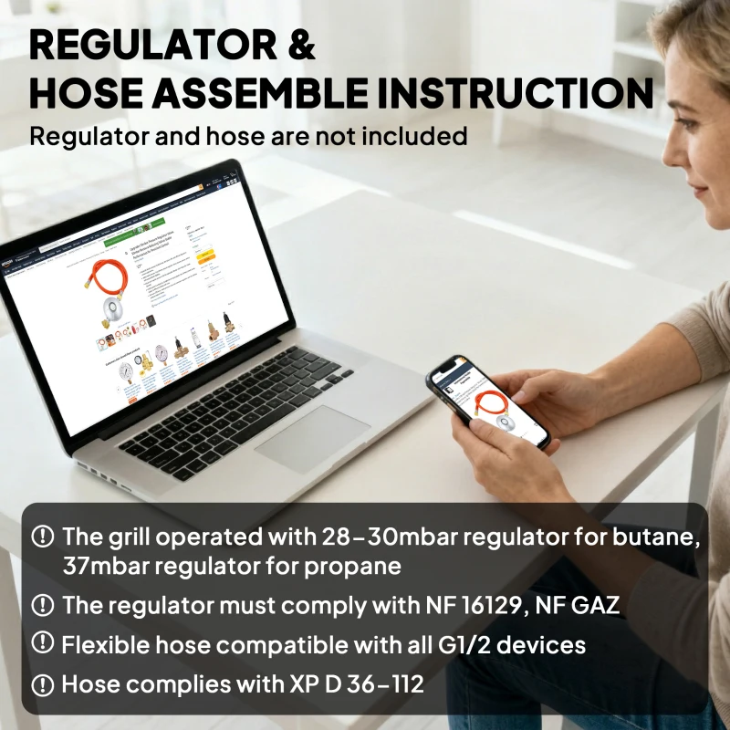 Outsunny Barbecue gaz transportable, 2 brûleurs 5,6 kW, barbecue gaz de camping avec étagères latérales thermomètre et roues, noir