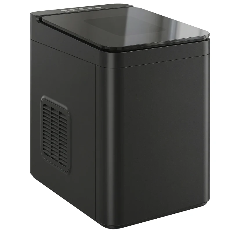 HOMCOM Countertop Ice Maker Machine Self-Cleaning Compact Ice Machine with Ice Scoop and Basket Black