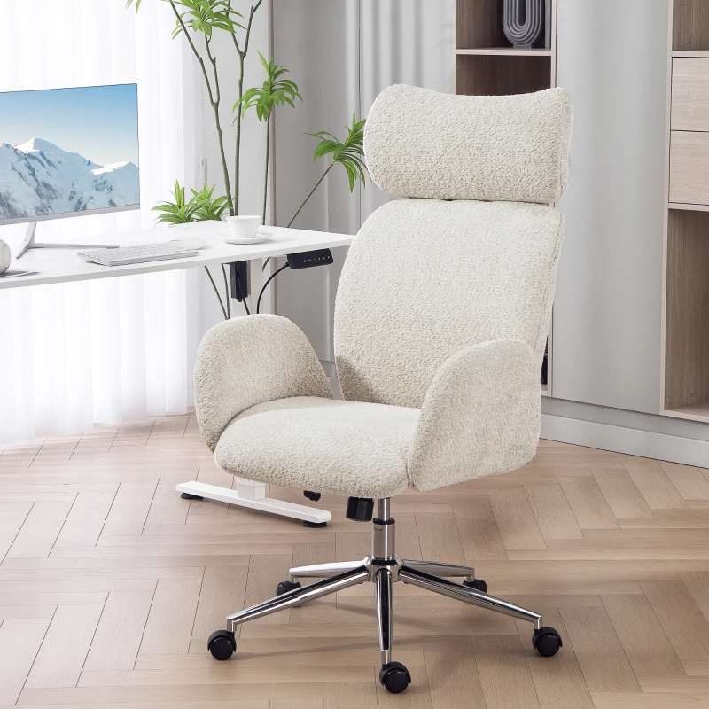 HOMCOM Chaise bureau ergonomique, fauteuil de bureau pivotant, hauteur réglable, appui-tête réglable, fonction bascule, gris
