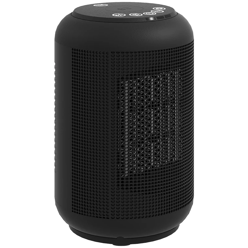 HOMCOM Chauffage d'appoint céramique PTC, radiateur électrique soufflant 1500 W, thermostat réglable, 14 x 14 x 21,5 cm, noir