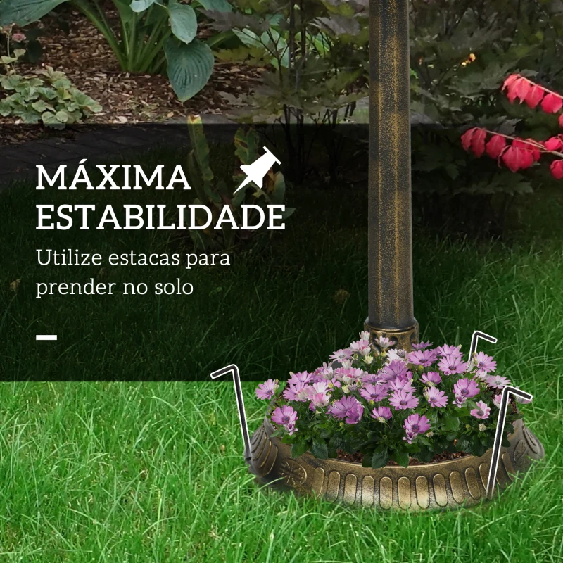 Outsunny Banho para Pássaros de Jardim Exterior 81 cm com Design em Concha e Acabamento Envelhecido Leve e Resistente Bronze